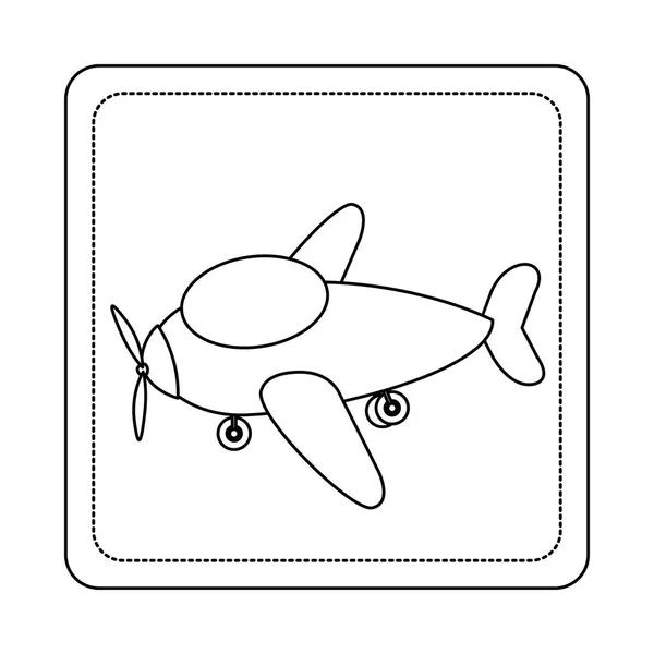 Obrysový hračka letadlo překrýt obrázek ikony — Stockový vektor