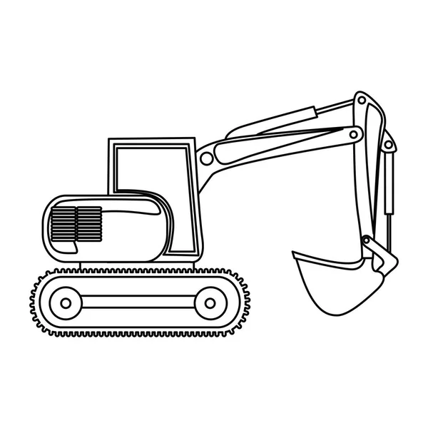 Contour traktorgrävare loader ikonen — Stock vektor