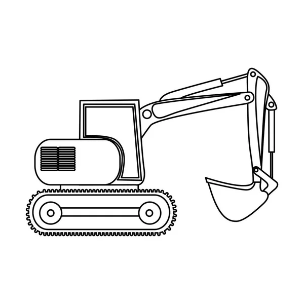 Contour backhoe loader pictogram — Stockvector
