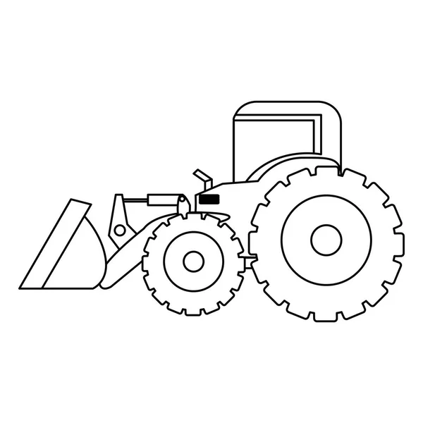 Contour traktorgrävare loader ikonen — Stock vektor