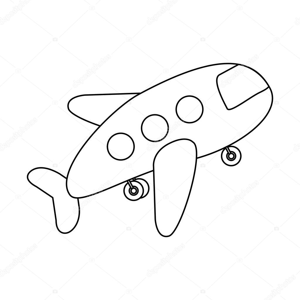 contour toy airplane fly icon