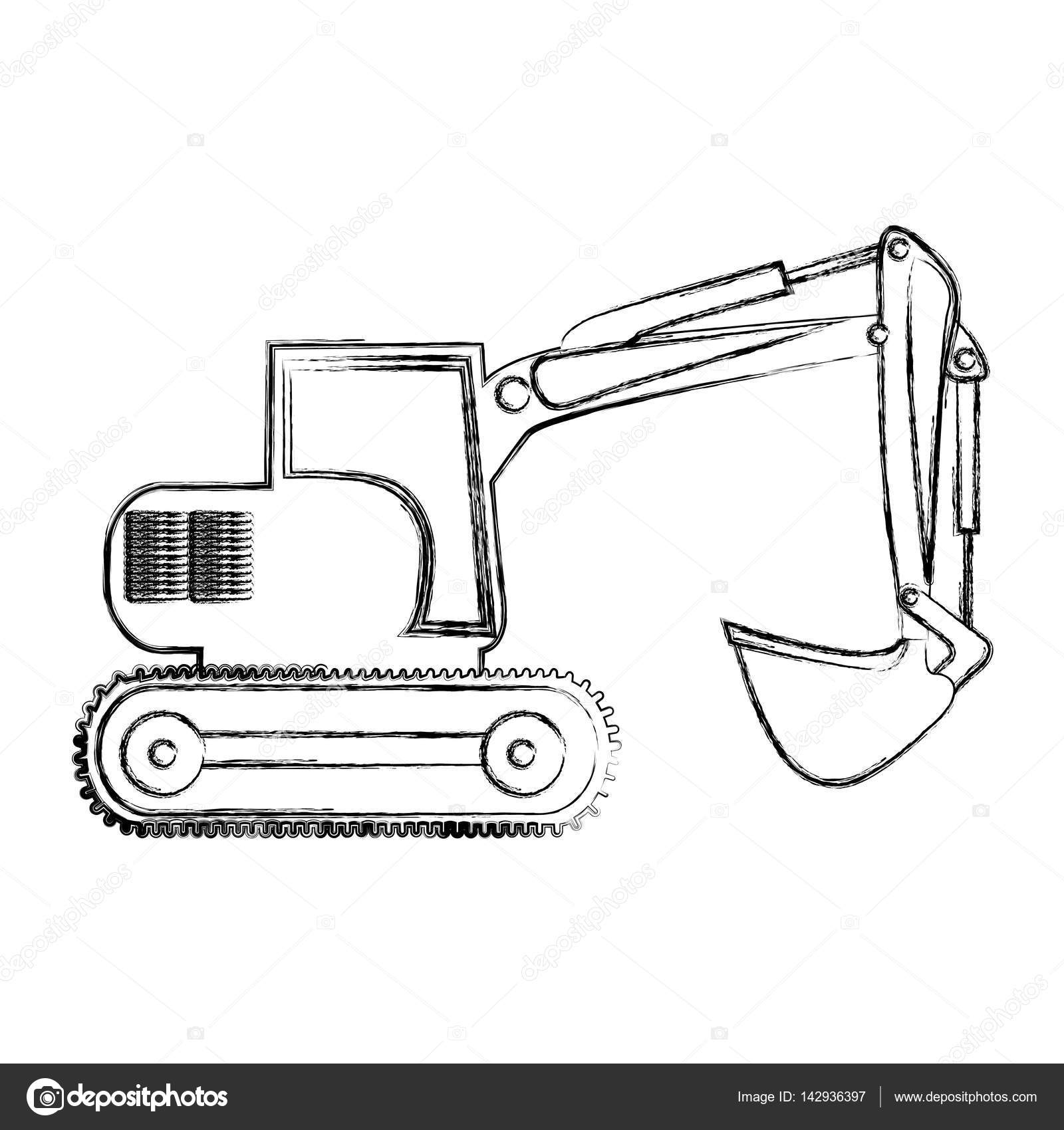 バックホウの図面輪郭のモノクロの手 ストックベクター ©grgroupstock 142936397, image size:963x1024
