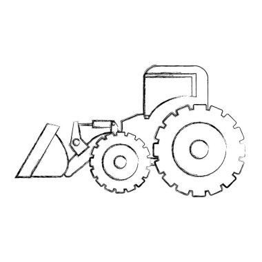 tek renkli kontur el traktör yükleyici makine bina çizimi