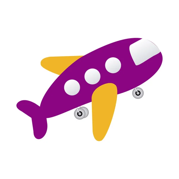 Paarse speelgoed vliegtuig vliegen pictogram — Stockvector