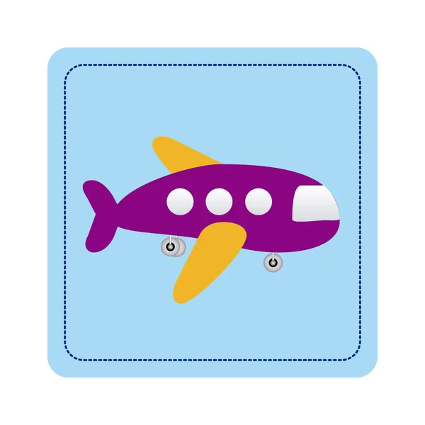 Color toy airplane fly picture icon — Stock Vector