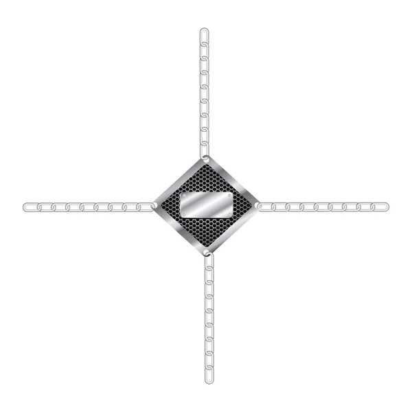 Herramientas de plata advertencias en blanco con icono de cadenas — Vector de stock