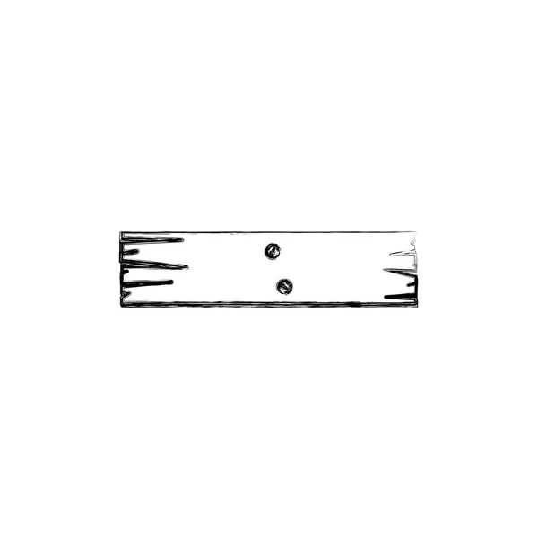 Contorno monocromo de tablero de madera rectangular con clavos — Vector de stock