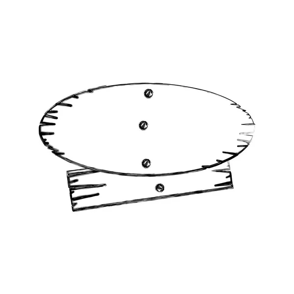 Contorno monocromo de piezas ovaladas y rectángulas tablero de madera con clavo — Vector de stock