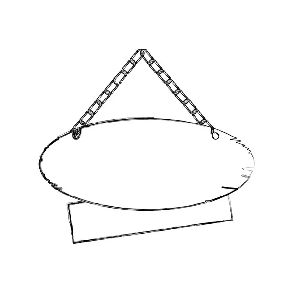 单色轮廓的链双件木制标志牌 — 图库矢量图片