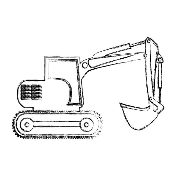 Monochroom contour hand tekening van backhoe — Stockvector