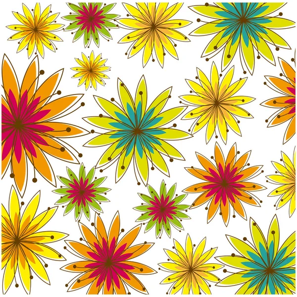 Fondo colorido con varias flores — Vector de stock