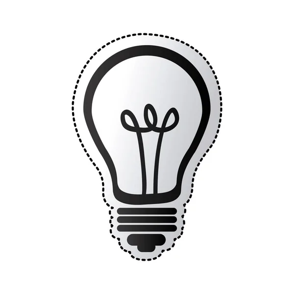 Etiqueta de silhueta preta com luz de lâmpada — Vetor de Stock