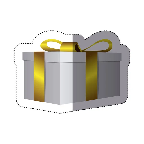 Silueta de etiqueta de color con caja de regalo rectangular — Vector de stock