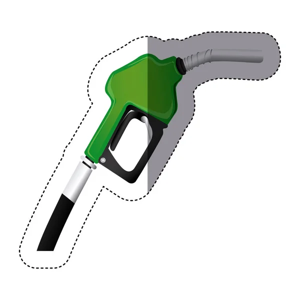 Barva štítku silueta s benzinové čerpadlo tryska — Stockový vektor