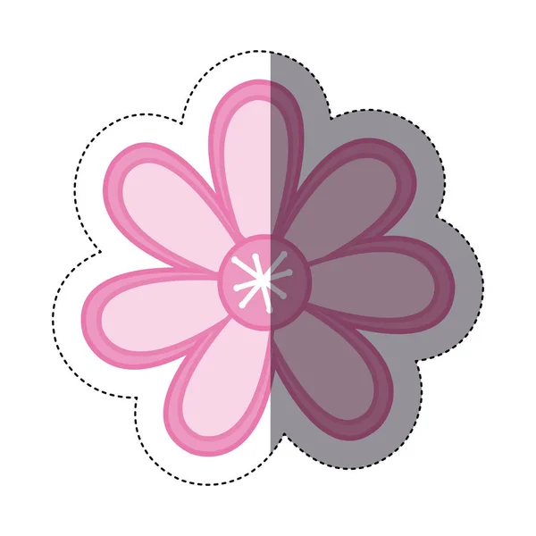 Наклейка кольорового ескізу з рожевою квіткою — стоковий вектор