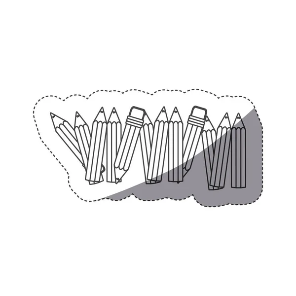 Graustufen-Konturaufkleber mit Bleistiftzeile mit Halbschatten — Stockvektor