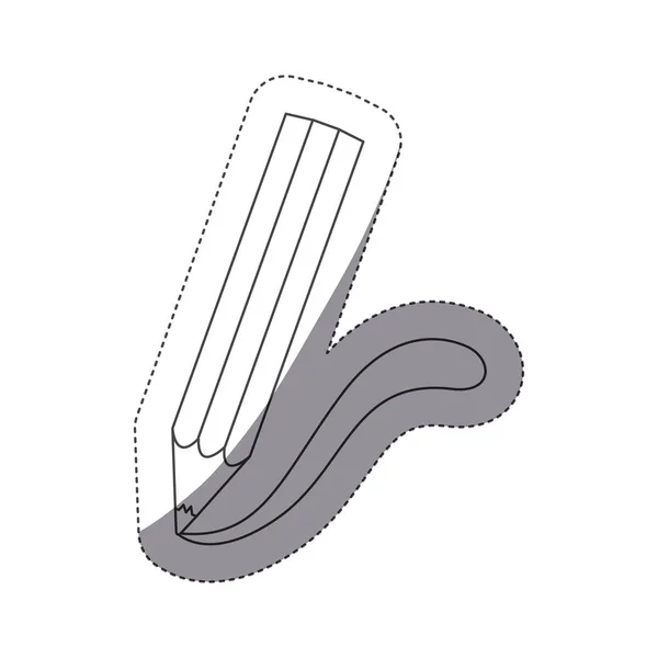 Autocollant contour échelle de gris avec crayon faisant un trait — Image vectorielle