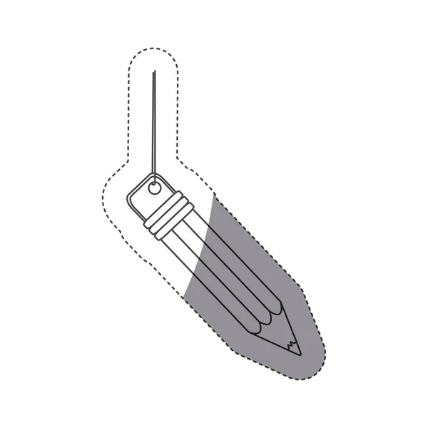 Pegatina de contorno de escala de grises con lápiz con goma de borrar y media sombra — Vector de stock