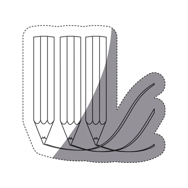 Сірий контур наклейка з рядковими олівцями роблячи штрих — стоковий вектор