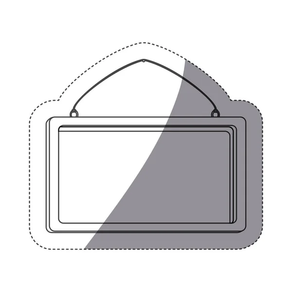 Контурная наклейка серого цвета с прямоугольным зеркалом рамы с цепью — стоковый вектор