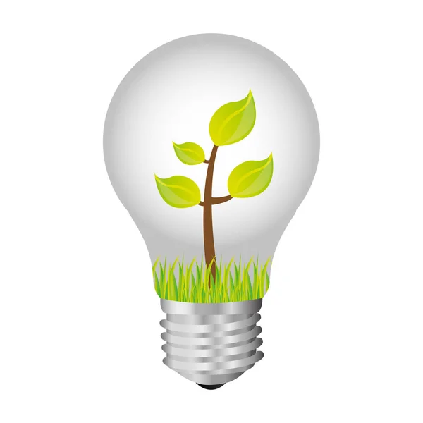 Bulb with plant inside icon — Stock Vector