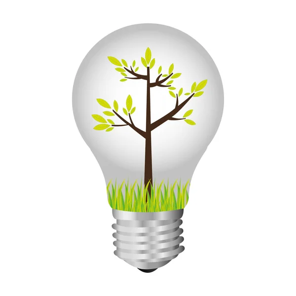 Bulb with tree inside icon — Stock Vector