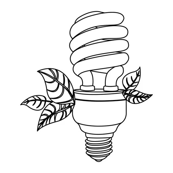 Energy-saving light bulbs with leaves icon — Stock Vector