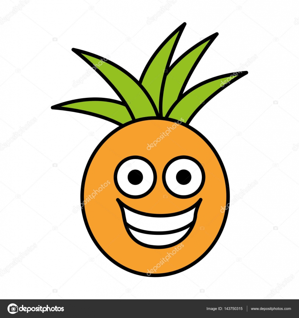 Icona felice colore kawaii frutta ananas disegno di illustrazione vettoriale — Vettoriali di grgroupstock