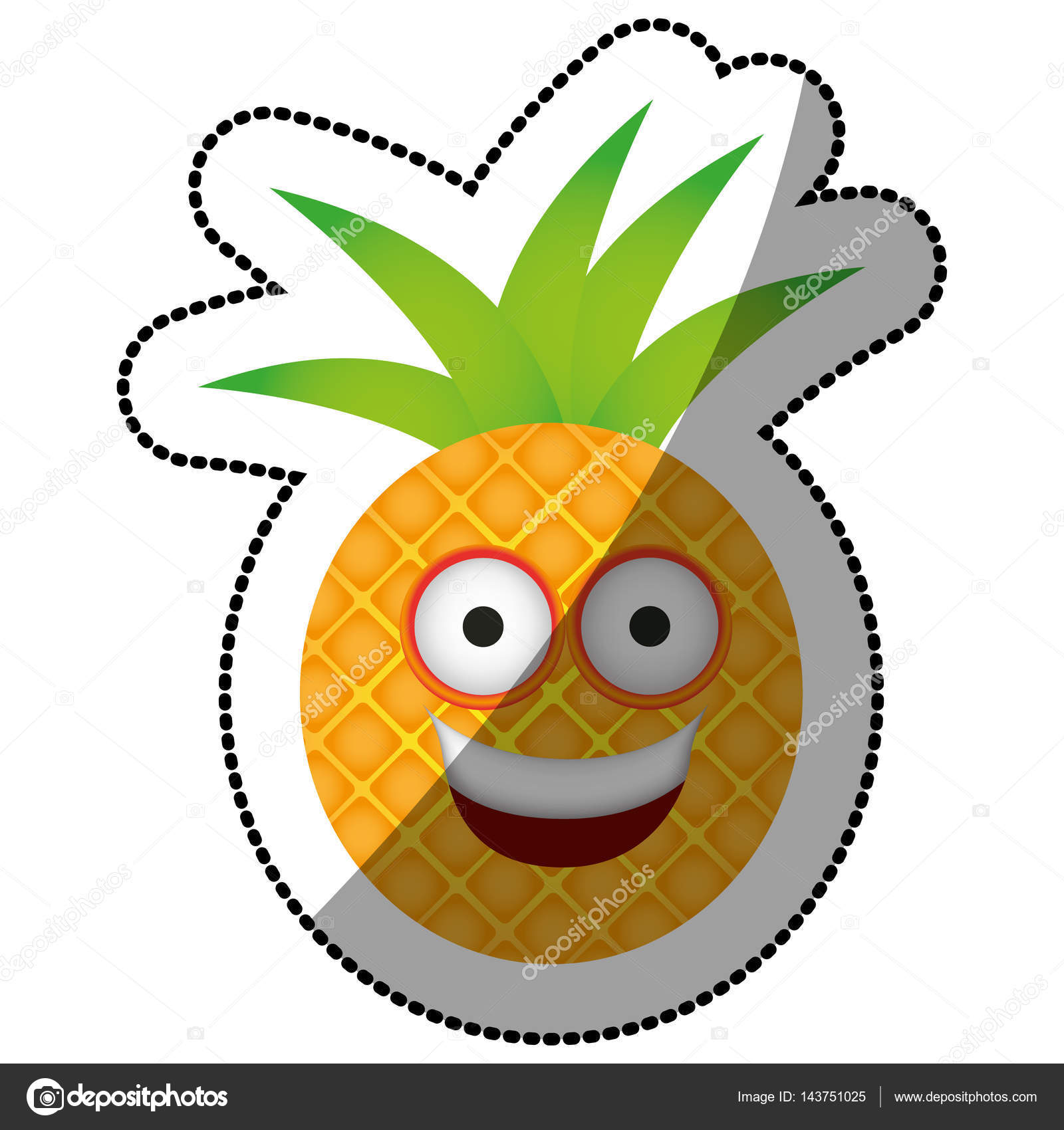Icona felice colore kawaii frutta ananas disegno di illustrazione vettoriale — Vettoriali di grgroupstock