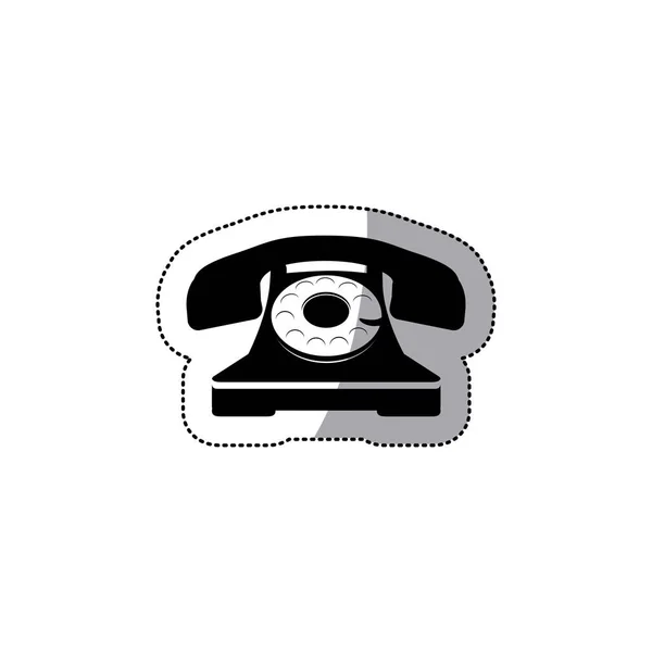 Aufkleber schwarze Silhouette antikes Telefon mit Ohrmuschel — Stockvektor
