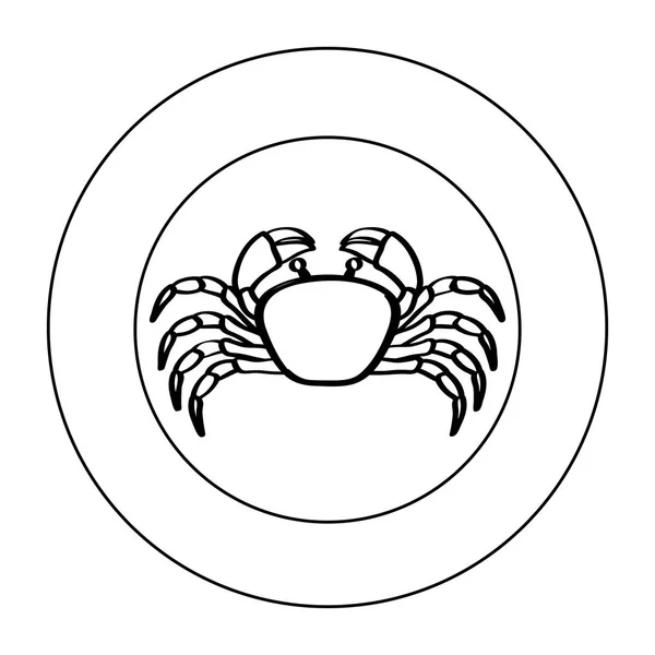 Silhouette krabba i cirkulär ram — Stock vektor
