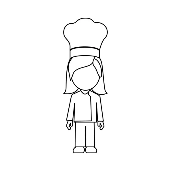 Silhouette faceless avatar woman chef suit — Stock Vector