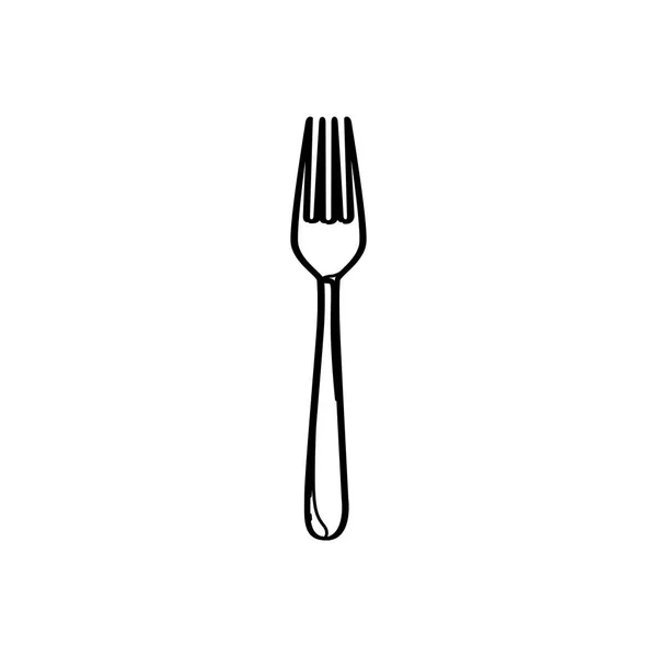 Silhouette cutlery fork kitchen elements — Stock Vector