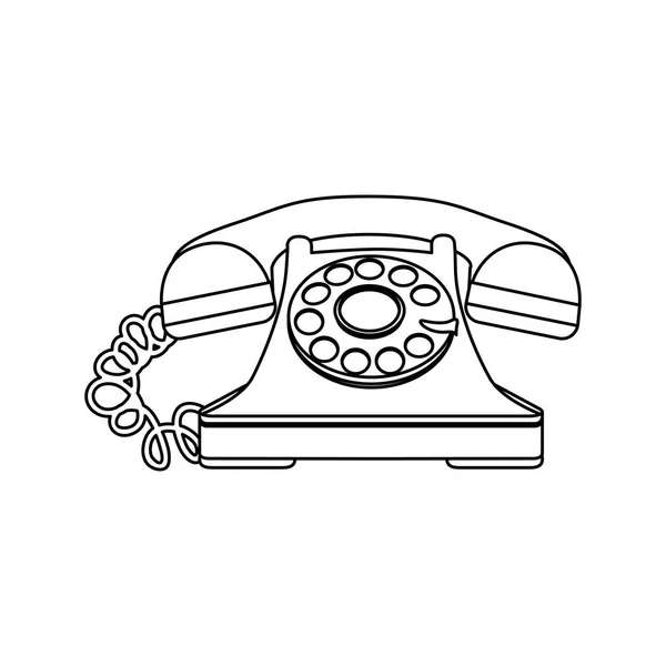 Силуэт старинный телефон с ушной раковиной и шнуром — стоковый вектор