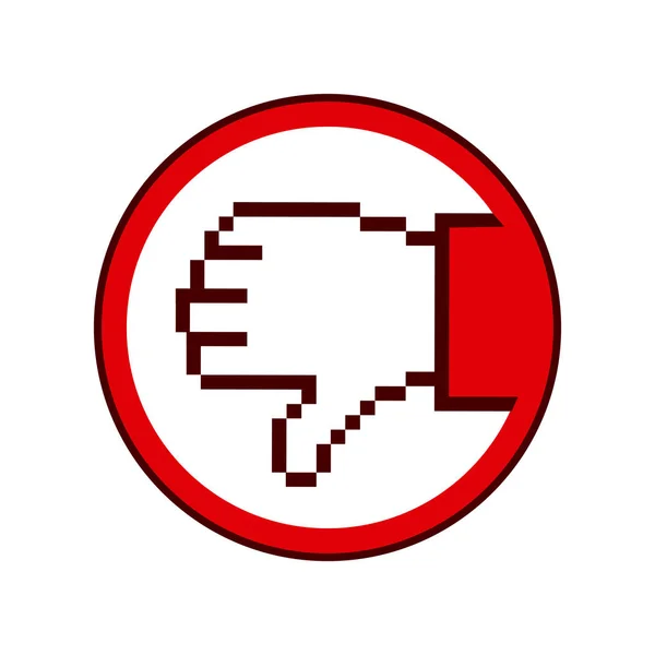 Χρώμα σιλουέτα του pixel χέρι με σήμα απογοητευμένος — Διανυσματικό Αρχείο
