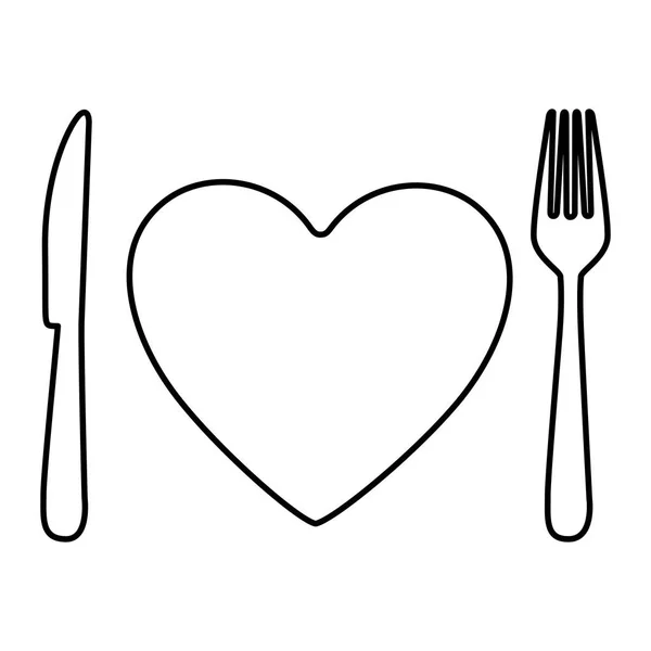 单色轮廓与心脏健康的食物 — 图库矢量图片