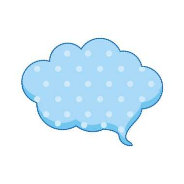 mavi arka plan ve nokta bulut şeklinde diyalog için etiket belirtme çizgisi