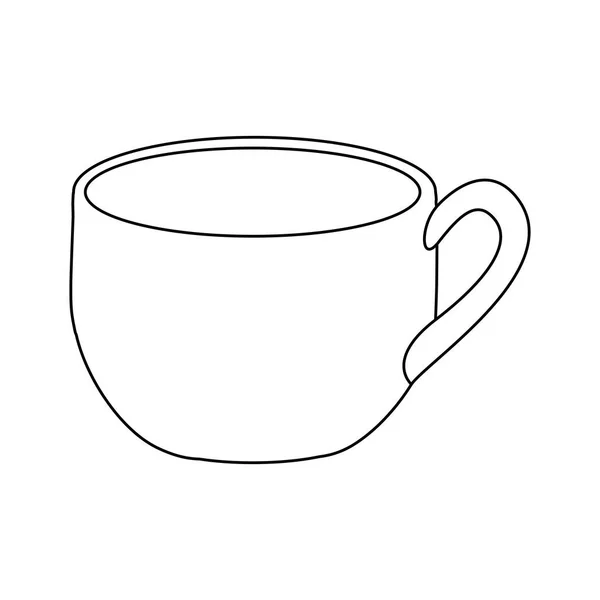 Εσωτερικη μονόχρωμη περίγραμμα με φλιτζάνι καφέ — Διανυσματικό Αρχείο