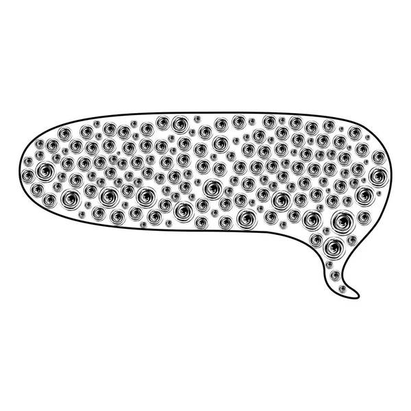 Monochroom contour met toelichting voor dialoog vorm van rechthoek afgerond met stippen achtergrond — Stockvector