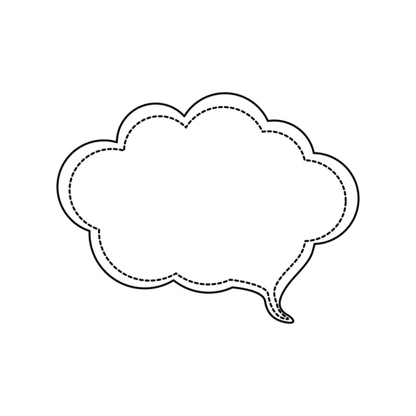 Monochrome dotted line with callout for dialogue shaped cloud with texture — Stock Vector