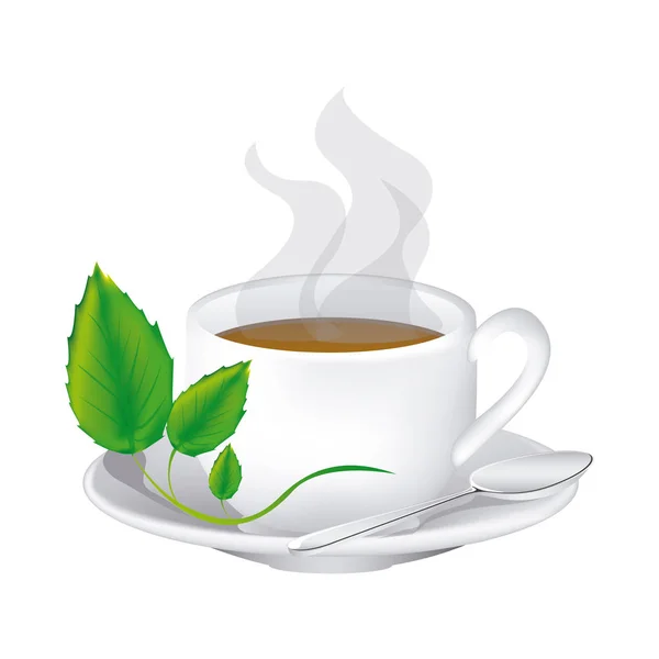 Silhouette di colore con tazza di tè caldo — Vettoriale Stock