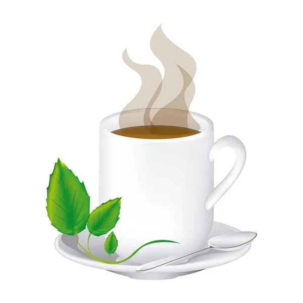 Farbsilhouette mit heißem Becher Tee — Stockvektor