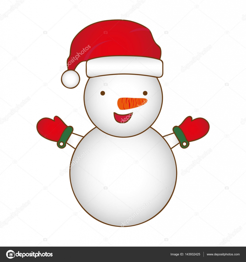 Disegno di Natale pupazzo di neve di pittoresco sagoma del fumetto — Vettoriale Stock