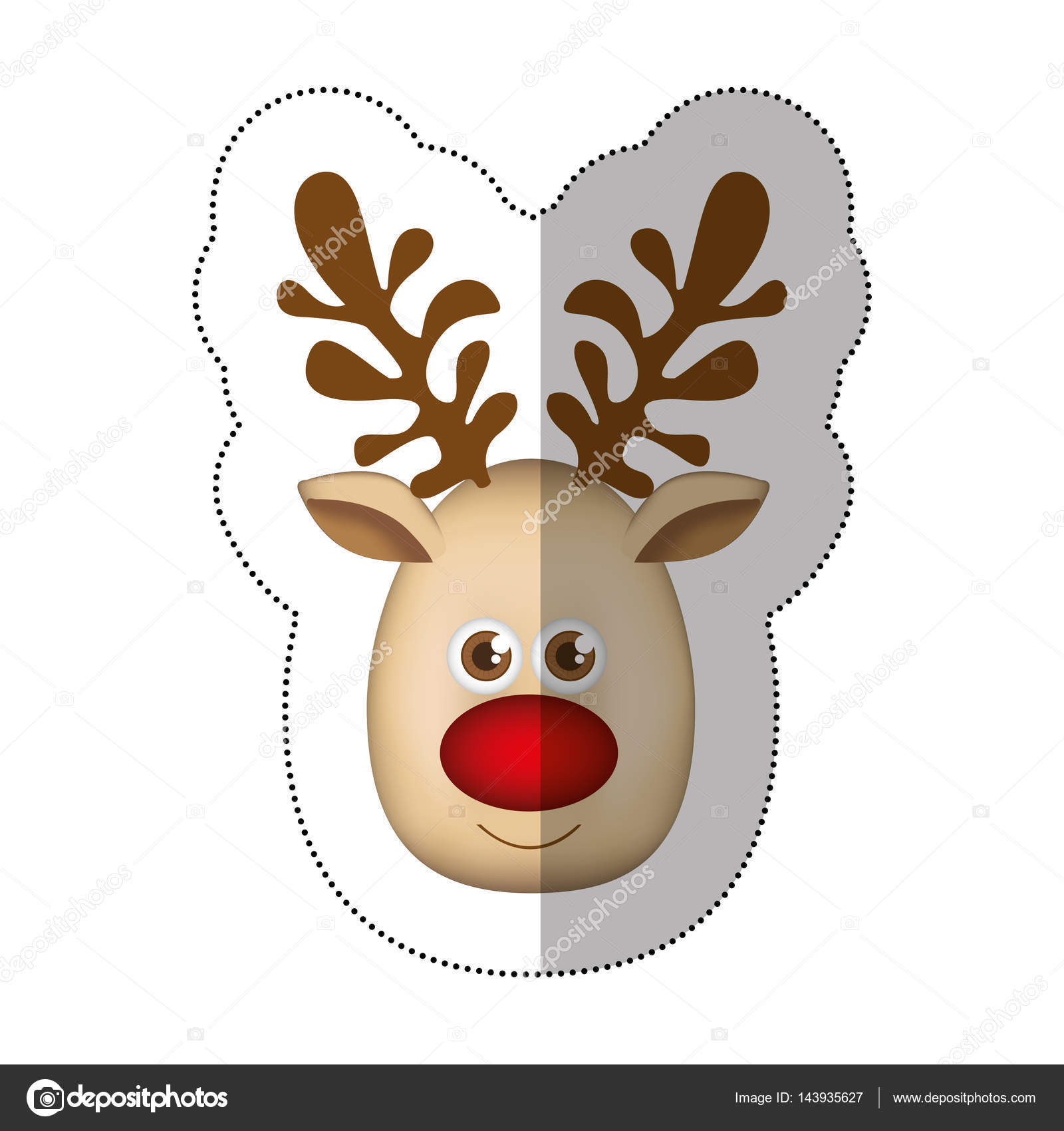 Sticker colorful cartoon cute face reindeer animal Stock Vector Image by  ©grgroupstock #143935627