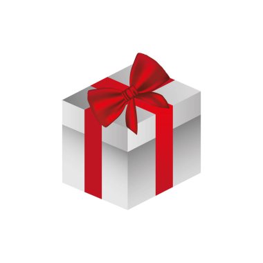 kırmızı kurdele ile gri kare hediye kutusu