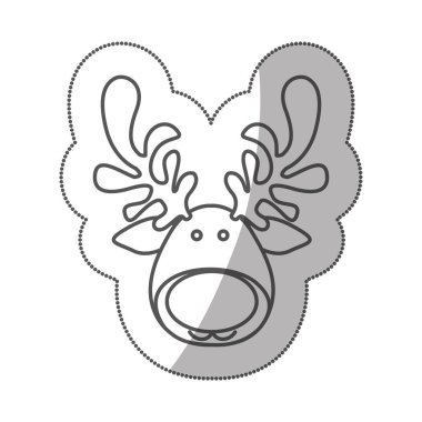 etiket siluet karikatür komik surat Ren geyiği hayvan