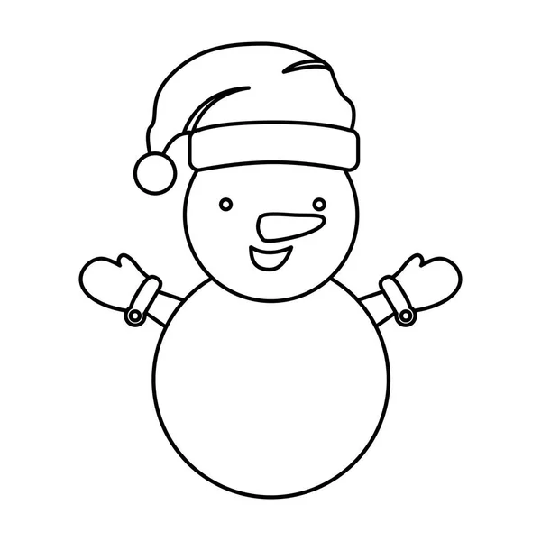 Sketch silhouette cartoon snowman christmas design — Stock Vector