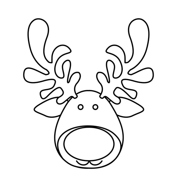 Silhouette cartoon funny face reindeer animal — Stock Vector