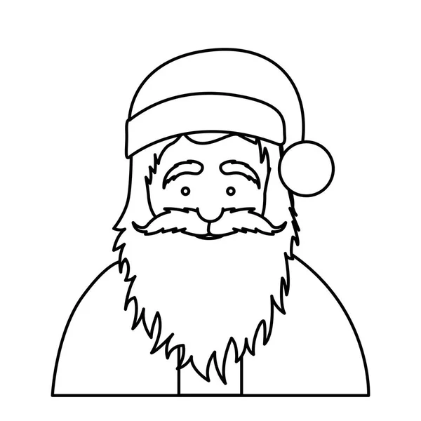 Silhouette demi-corps dessin animé Père Noël claus icône portrait — Image vectorielle