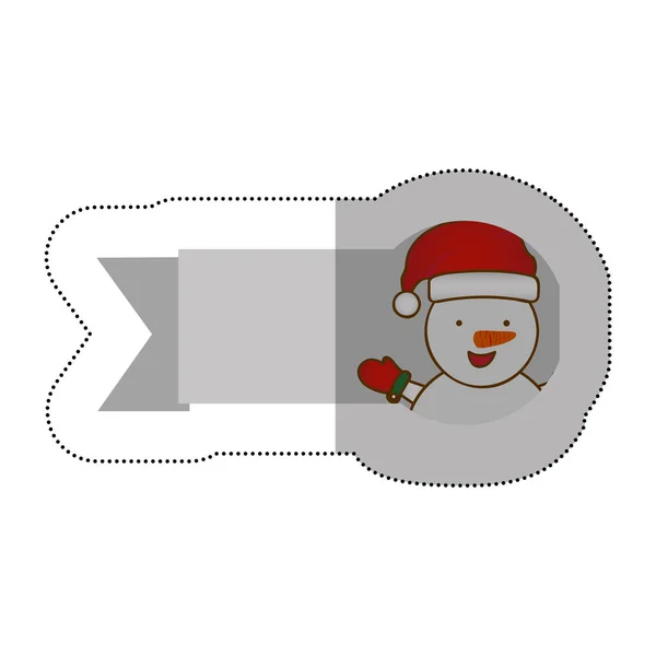 Ruban autocollant avec dessin animé bonhomme de neige conception de Noël — Image vectorielle
